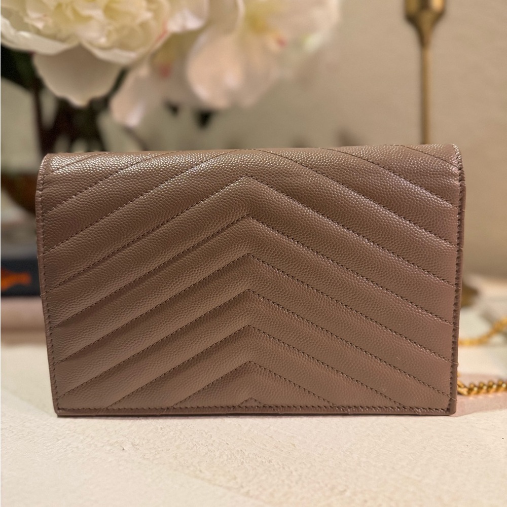Yves Saint Laurent Taupe Quilted Crossbody Bag - Picture 7 of 16